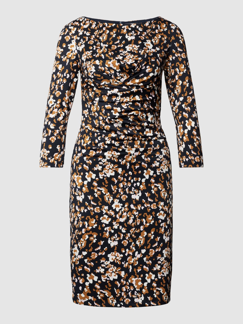 Knielanges Kleid mit Allover-Muster in marineblau
