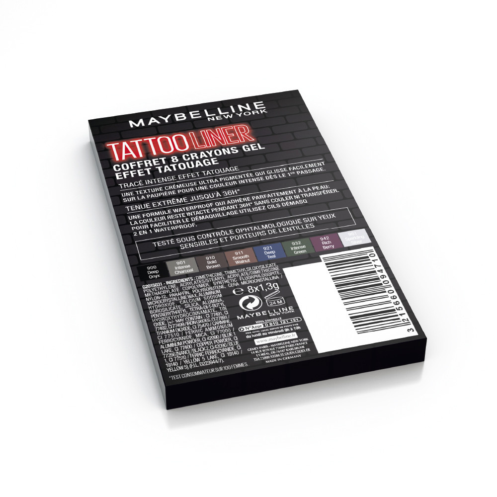 Maybelline New York Maybelline Tattoo Liner Crayon Gel Eyeliner Coffret x8 Crayons yeux waterproof