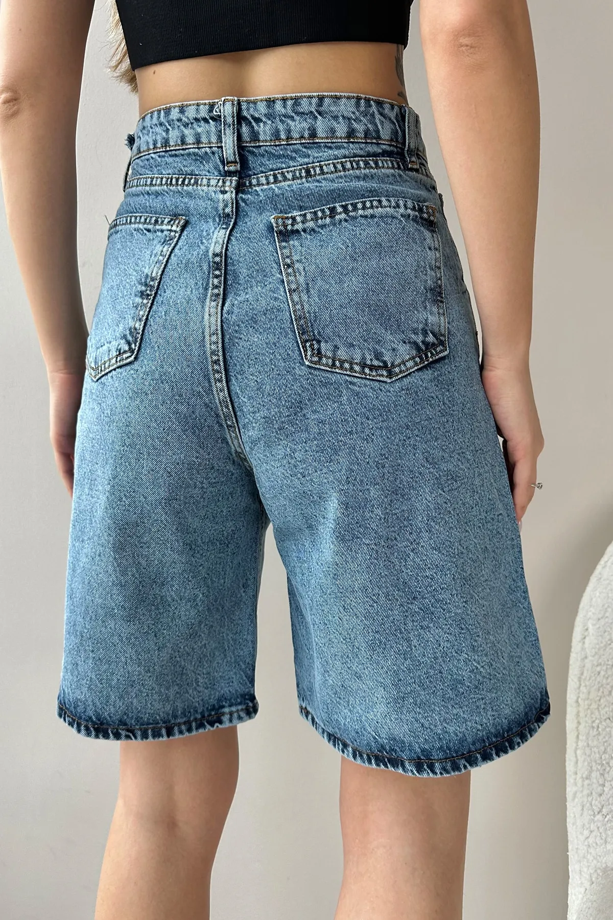 Trend Alaçatı Stili  Shorts - Blau - Hoher Bund