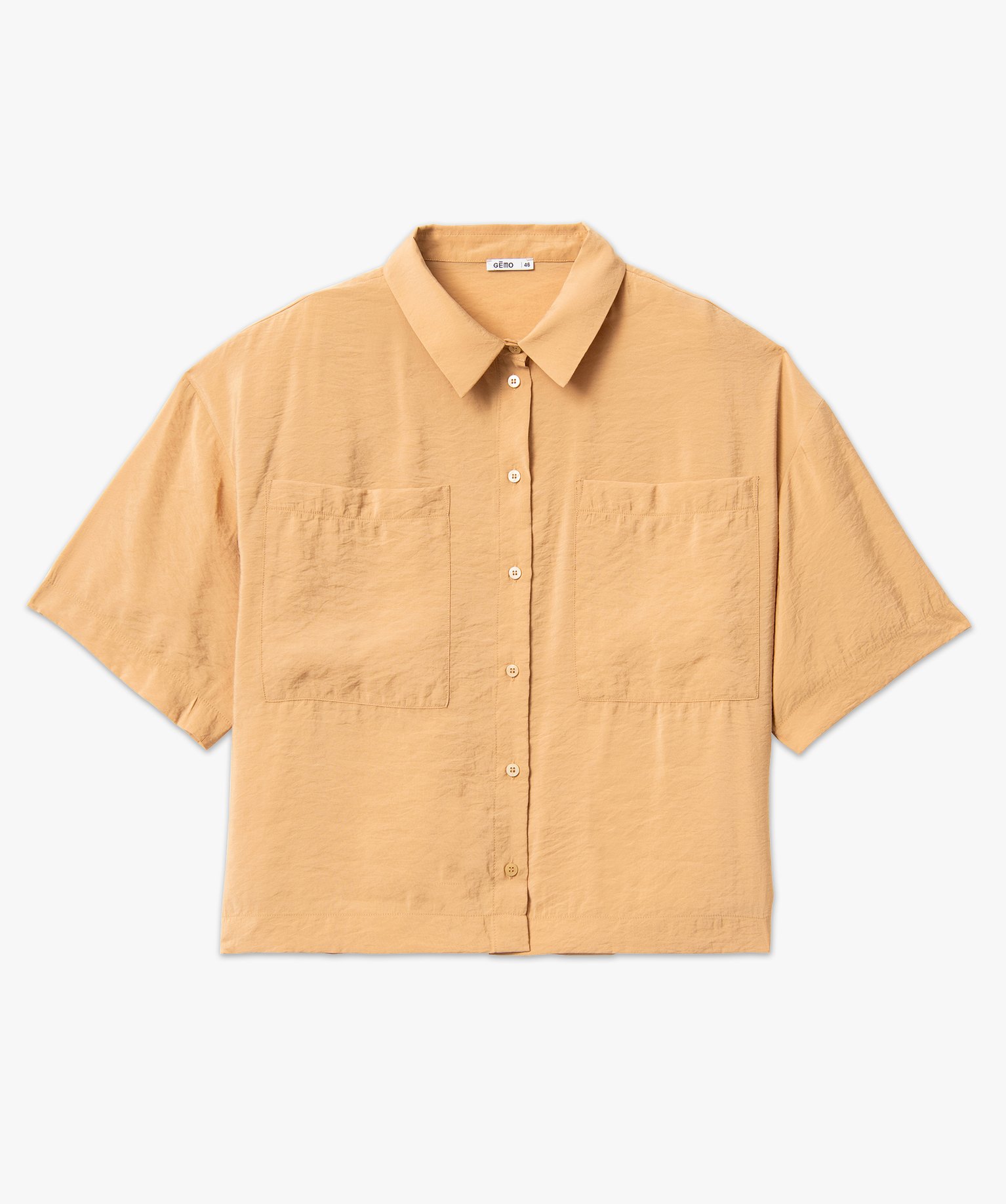 Chemise à manches courtes avec poches poitrine femme grande... camel | GEMO
