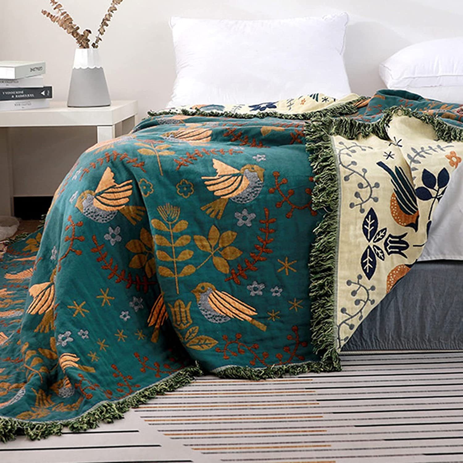 Baumwollbettdecke, Tagesdecke 150x200 cm,Blanket,Bettüberwurf, FeelGlad, Baumwolle