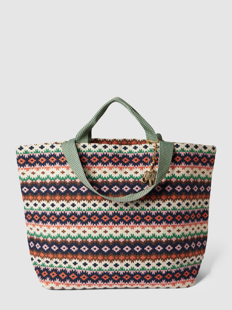 Tote Bag mit Allover-Muster in taupe