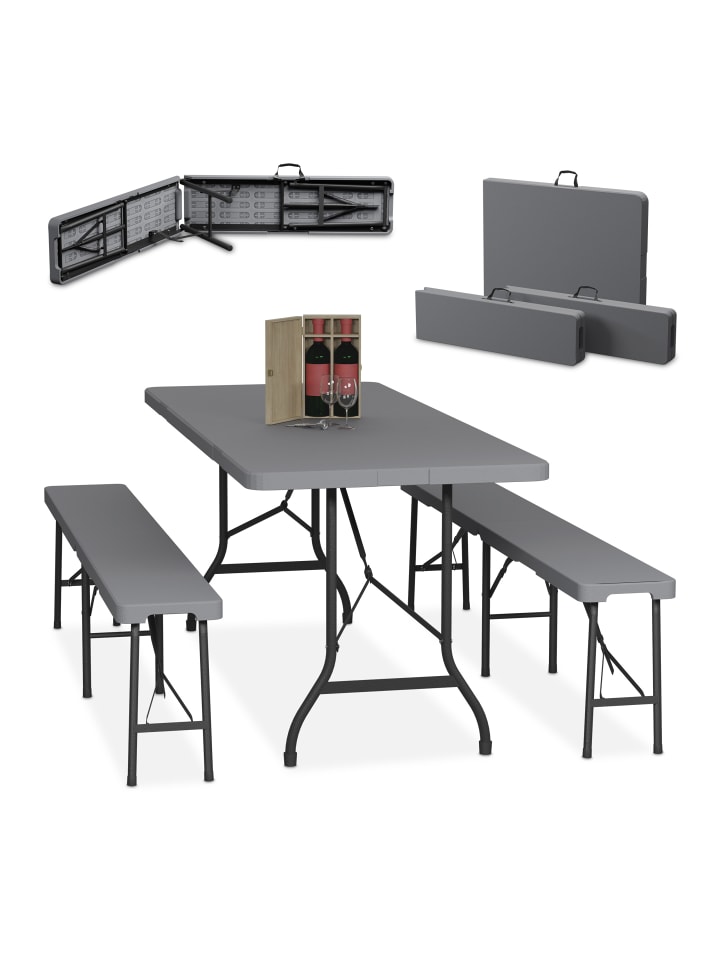 relaxdays 3-tlg. Bierzeltgarnitur in Grau günstig kaufen onesize