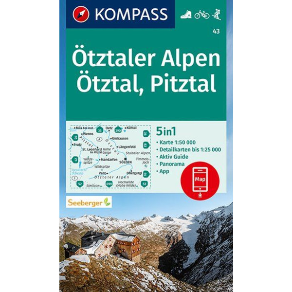 KOMPASS WANDERKARTE ÖTZTALER ALPEN, ÖTZTAL, PITZTAL 1:50 000 - Wanderkarte