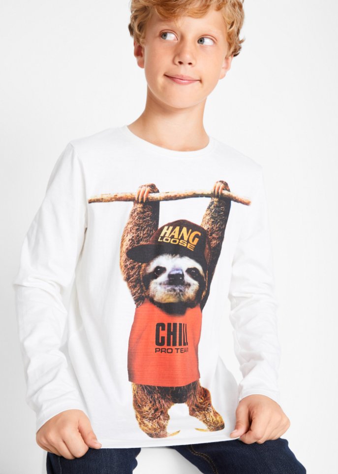 Jungen Langarmshirt mit Tiermotiv aus Bio-Baumwolle