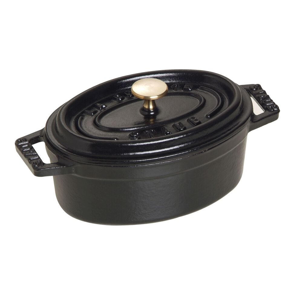 Mini Cocotte 11 cm, oval, Schwarz, Gusseisen
