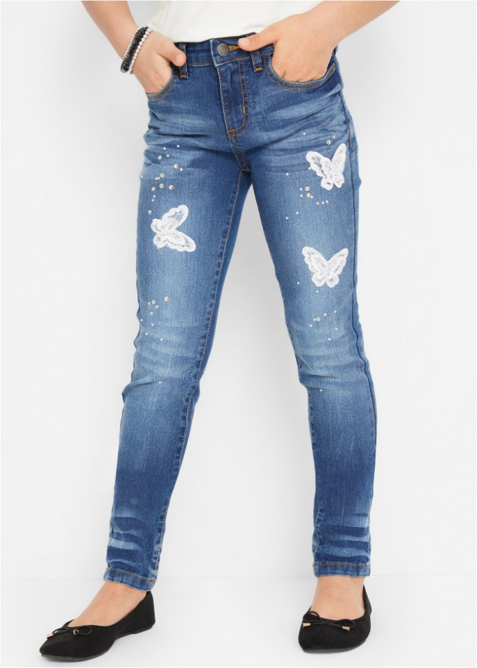 Mädchen Jeans mit Schmetterlings-Applikation