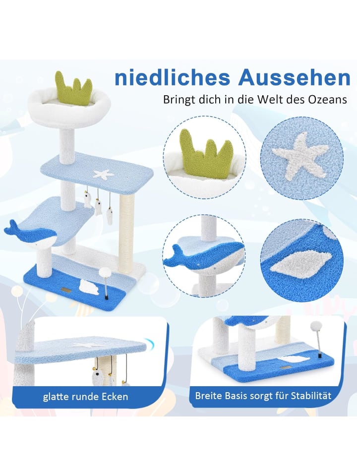 COSTWAY Kratzbaum 4-stöckig in Blau günstig kaufen onesize
