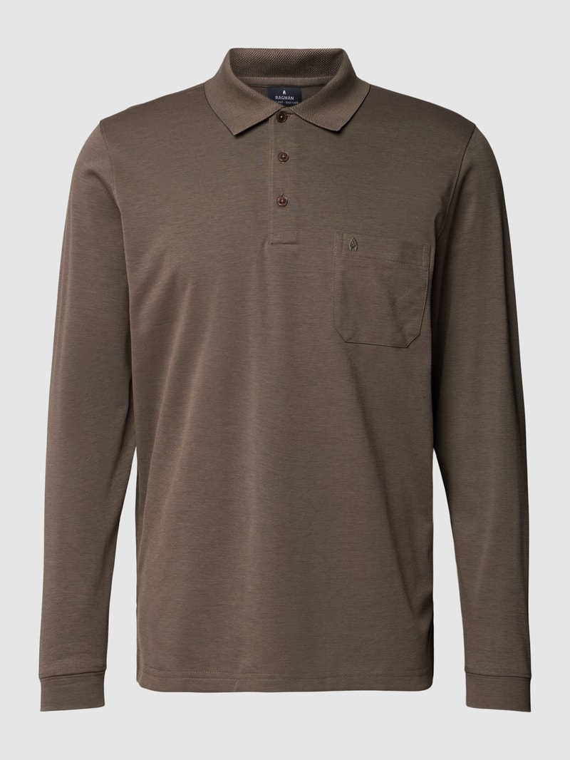 Poloshirt im langärmeligen Design in taupe