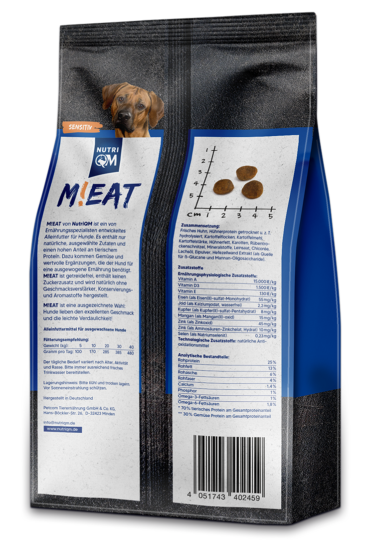 NutriQM Hundetrockenfutter NutriQM M!EAT Sensitiv 5 x 1,4 kg