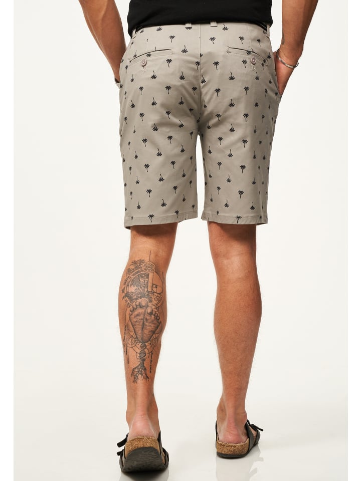 SOULSTAR Chinoshorts - für Herren mit Palmenmuster & Gürtel im Regular-Fit in Taupe günstig kaufen