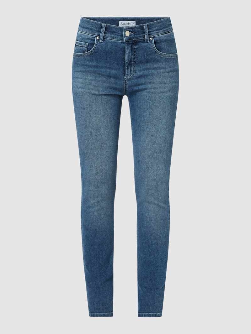 Skinny Fit Jeans mit Label-Patch in blau