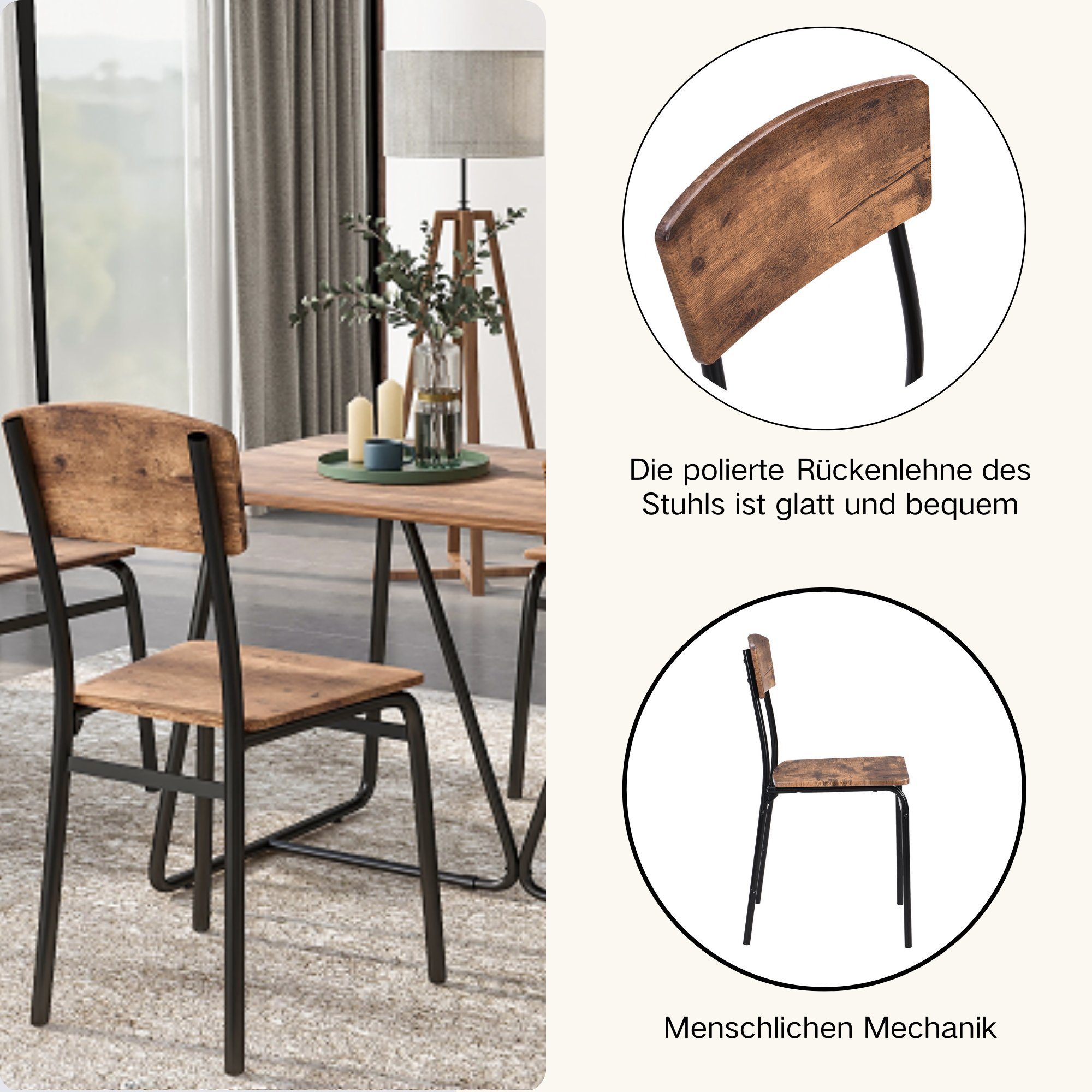 REDOM Essgruppe, (Sitzgruppe Küchentisch mit 4 Stühlen, 5-tlg), für Esszimmer Outdoor Garten