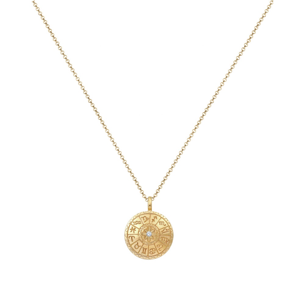 Elli Elli Collier Plaquettaires Signe Astrologique Cristaux Collier Femme  Plaqué Or A collier