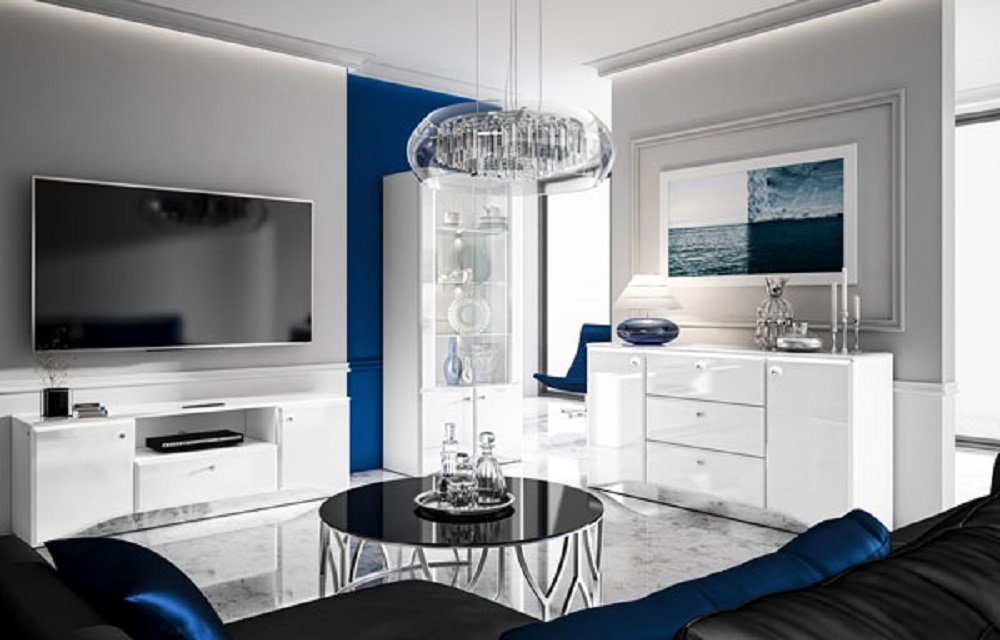Feldmann-Wohnen Wohnzimmer-Set GLAMOUR, (Set), 1 Vitrine + 1 Sideboard + 1 Lowboard