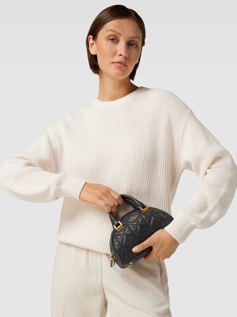 Bowling Bag mit Label-Details Modell 'MILDRED' in schwarz