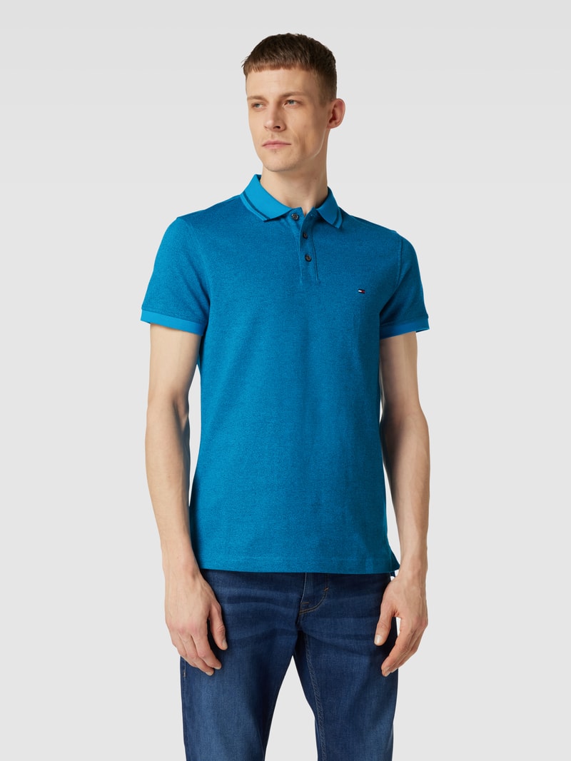 Poloshirt mit Logo-Stitching Modell 'PRETWIST' in himmelblau