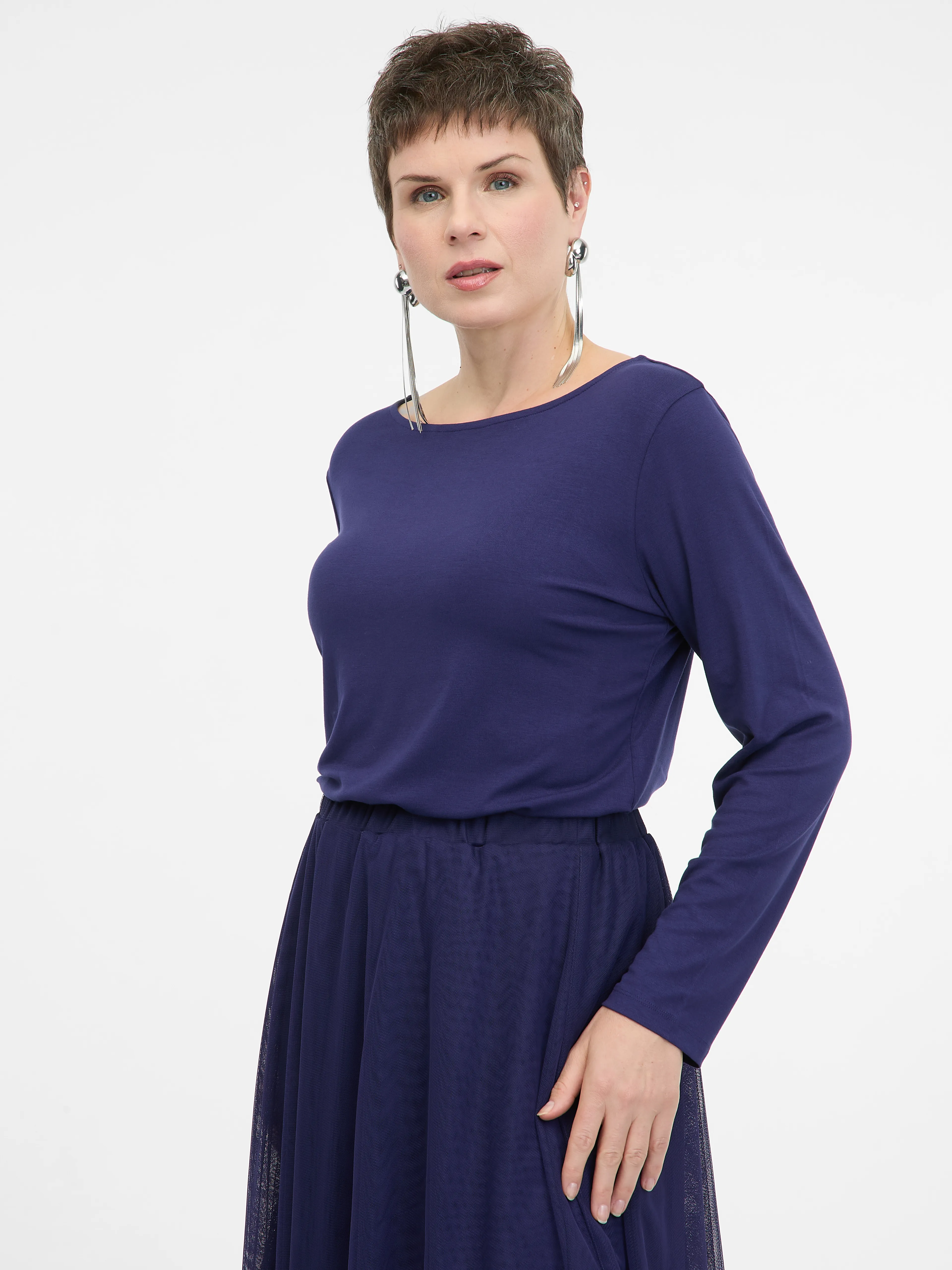 Dunkelblaues Damen-Langarmshirt ORSAY