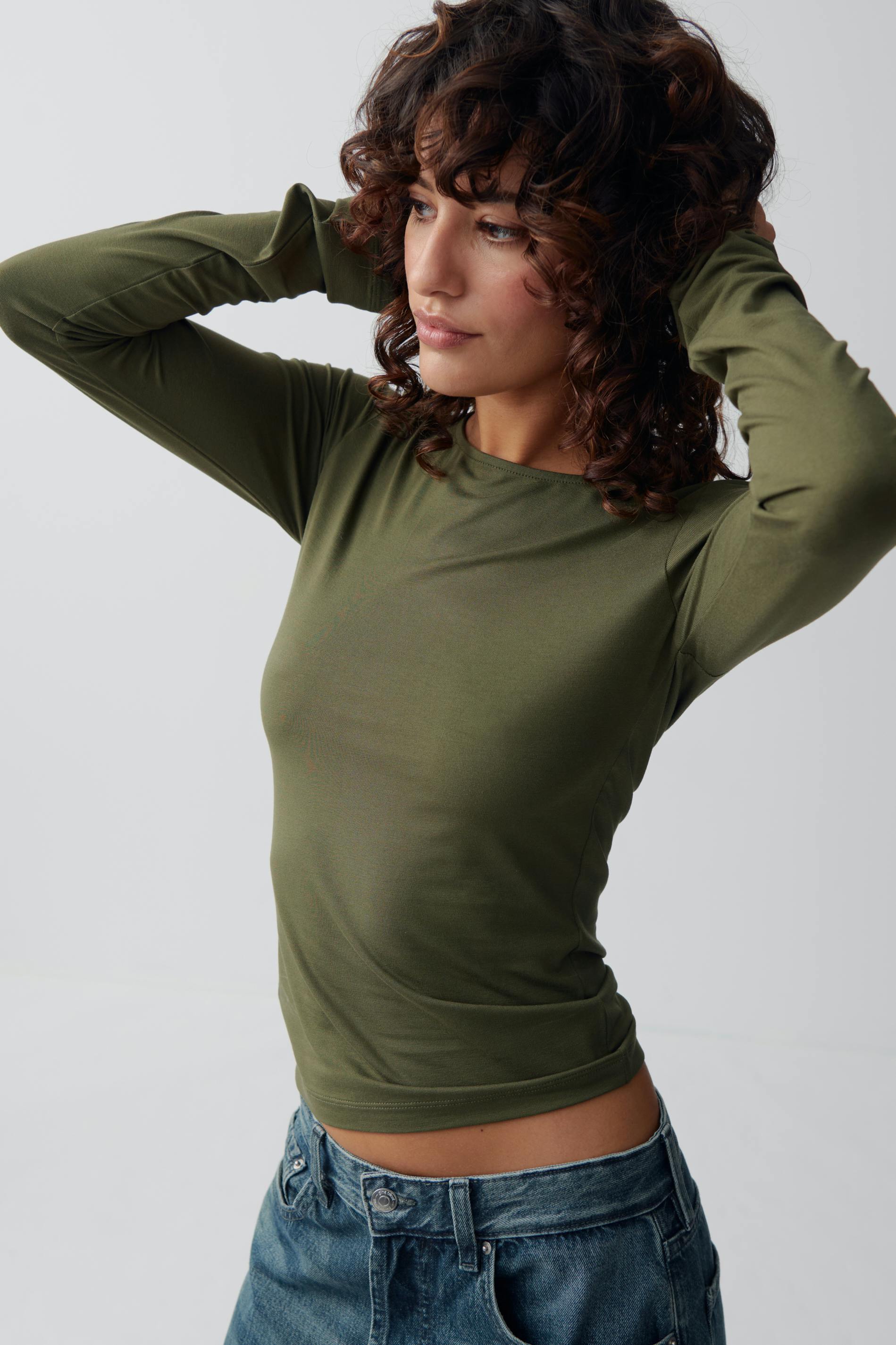 Soft touch crew neck top