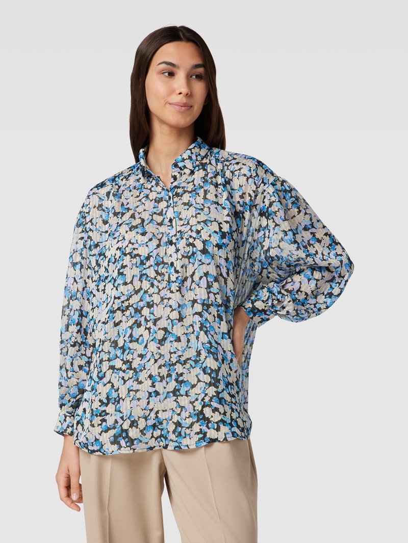 Bluse mit floralem Muster in royalblau