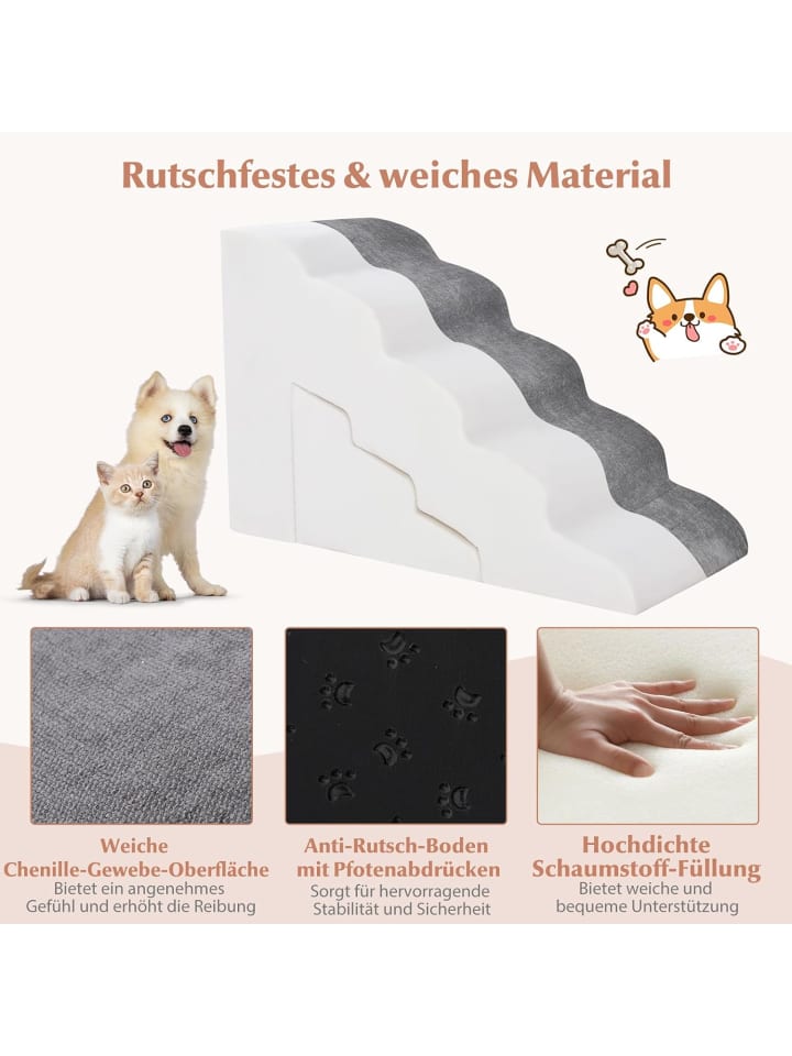 COSTWAY Hundetreppe 5 3 Stufen in Grau günstig kaufen onesize