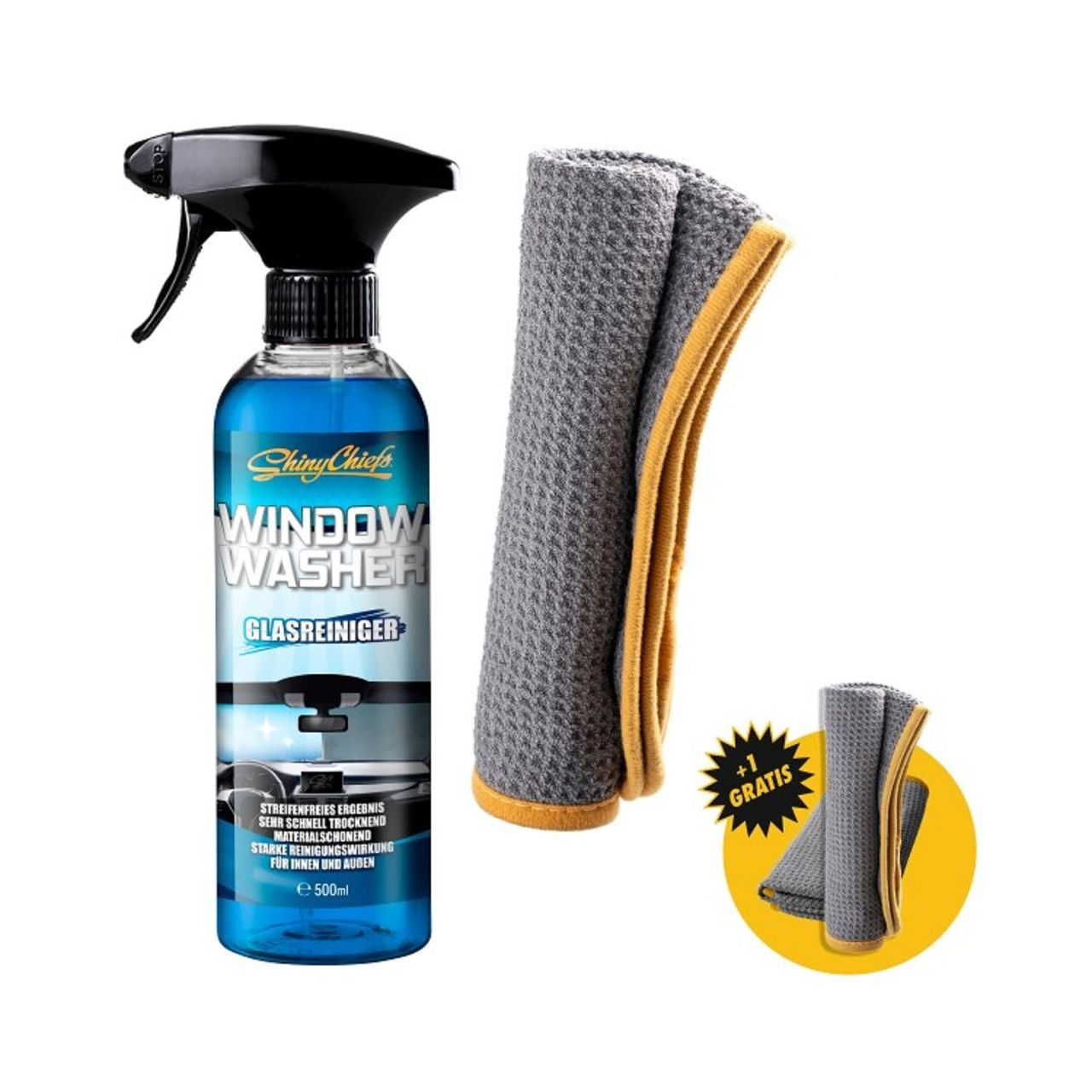 ShinyChiefs WINDOW WASHER GLASREINIGER 500ML   WAFFLE TOWEL SET