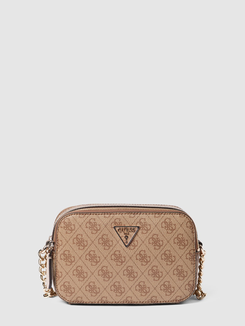 Camera Bag mit Label-Applikation Modell 'NOELLE' in hellbraun