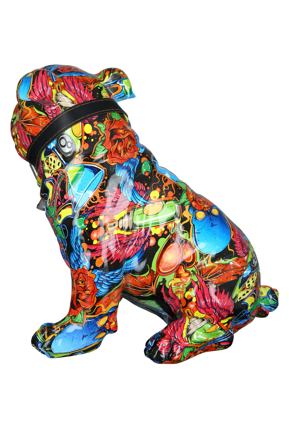 Mops sitzend Street Art bunt