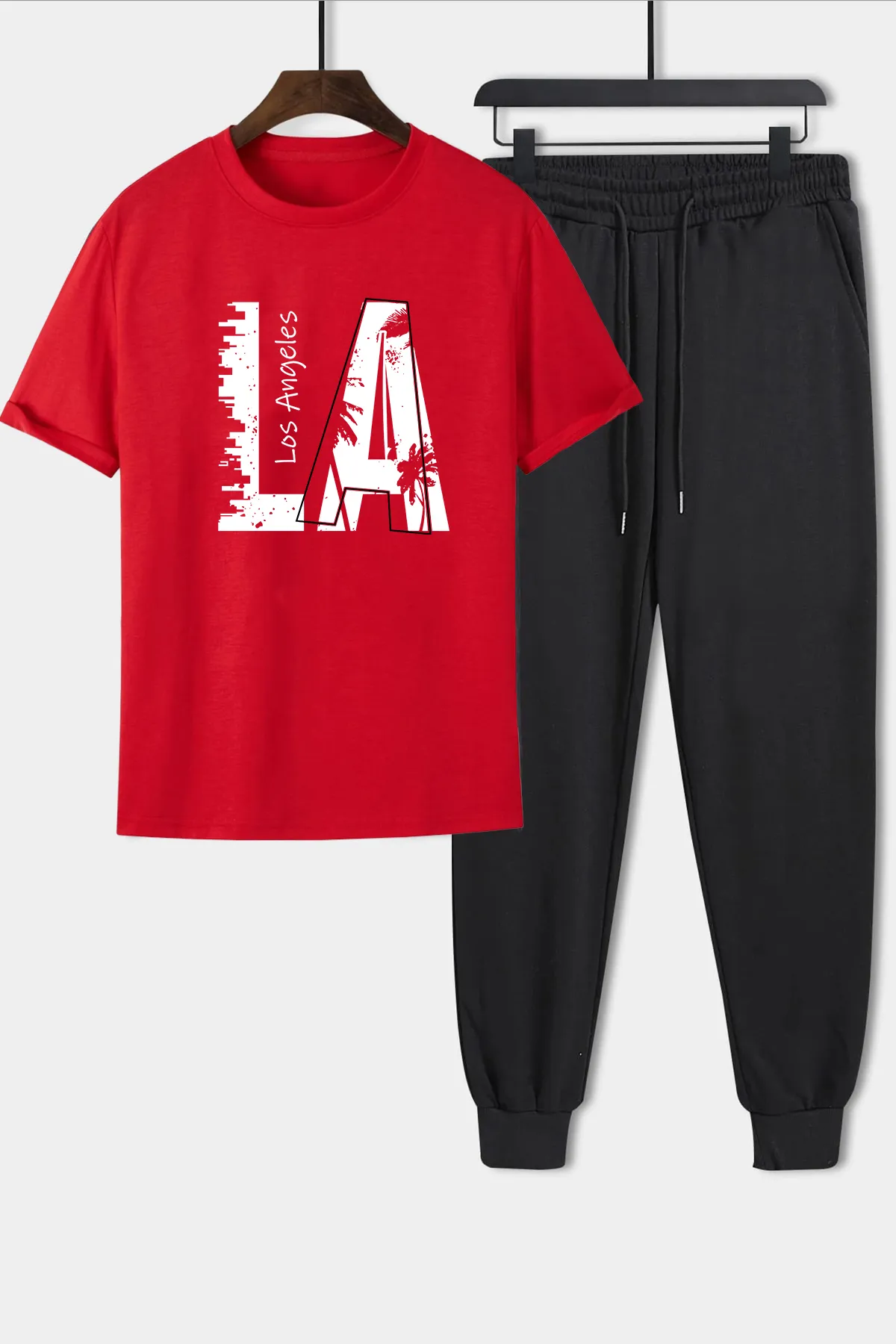 uyguntarz  Bedrucktes zweiteiliges Unisex-Trainingsanzugset „Los Angles“.
