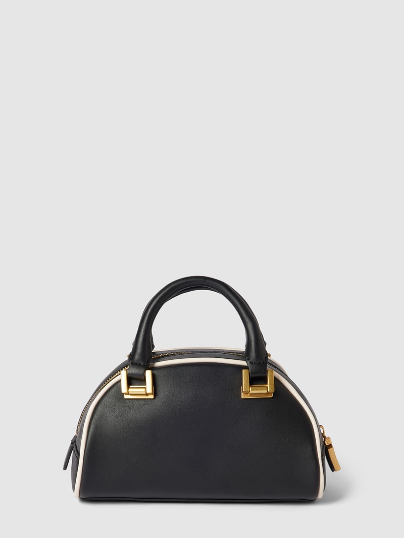 Bowling Bag mit Label-Print Modell 'MILDRED' in schwarz