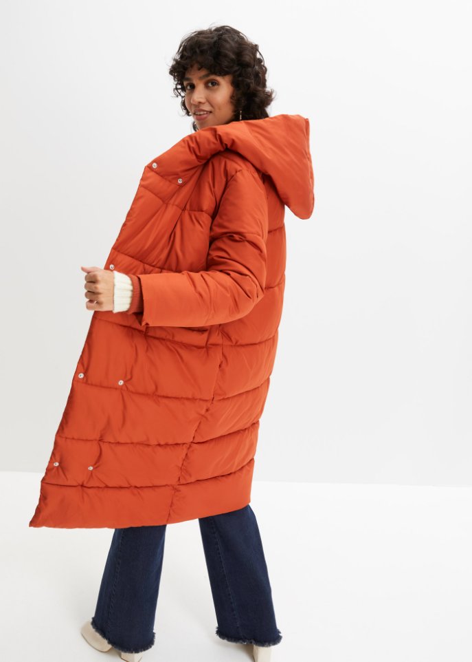 Wattierter Oversize-Mantel mit Kapuze, aus recyceltem Polyester