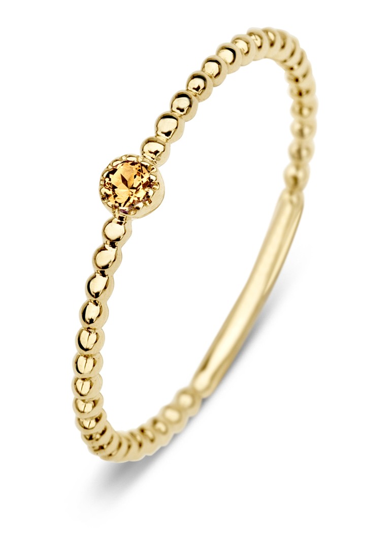 Inel Joy Diamond Point din aur galben cu o citrină de 0,04 ct.