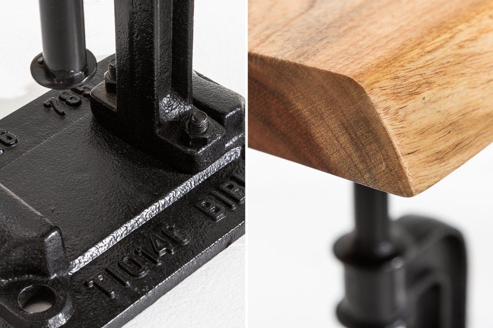 riess-ambiente Beistelltisch FACTORY 43cm natur, Massivholz · Metall-Fuß · Industrial Design · Akazie