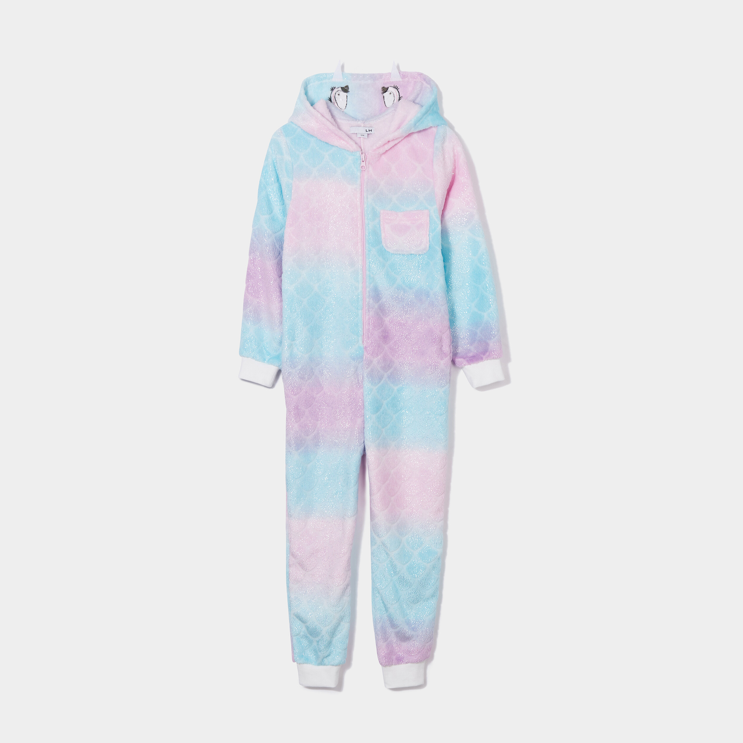 Combinaison pyjama pilou zippée capuche multicolore fille | La Halle