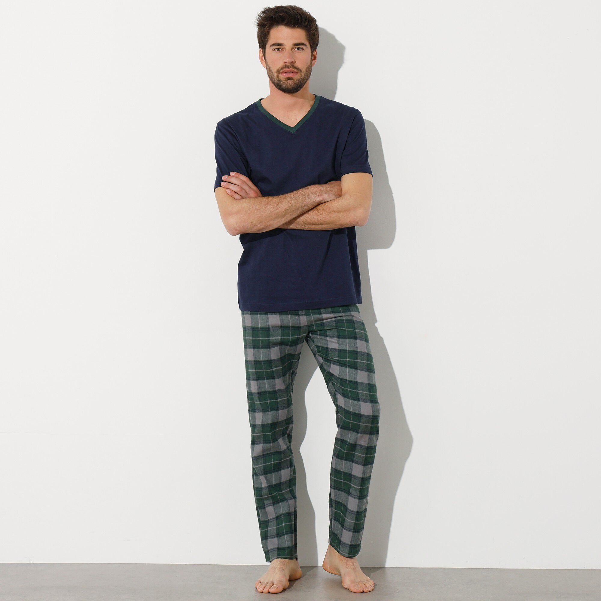 T-shirt pyjama jersey col V manches courtes