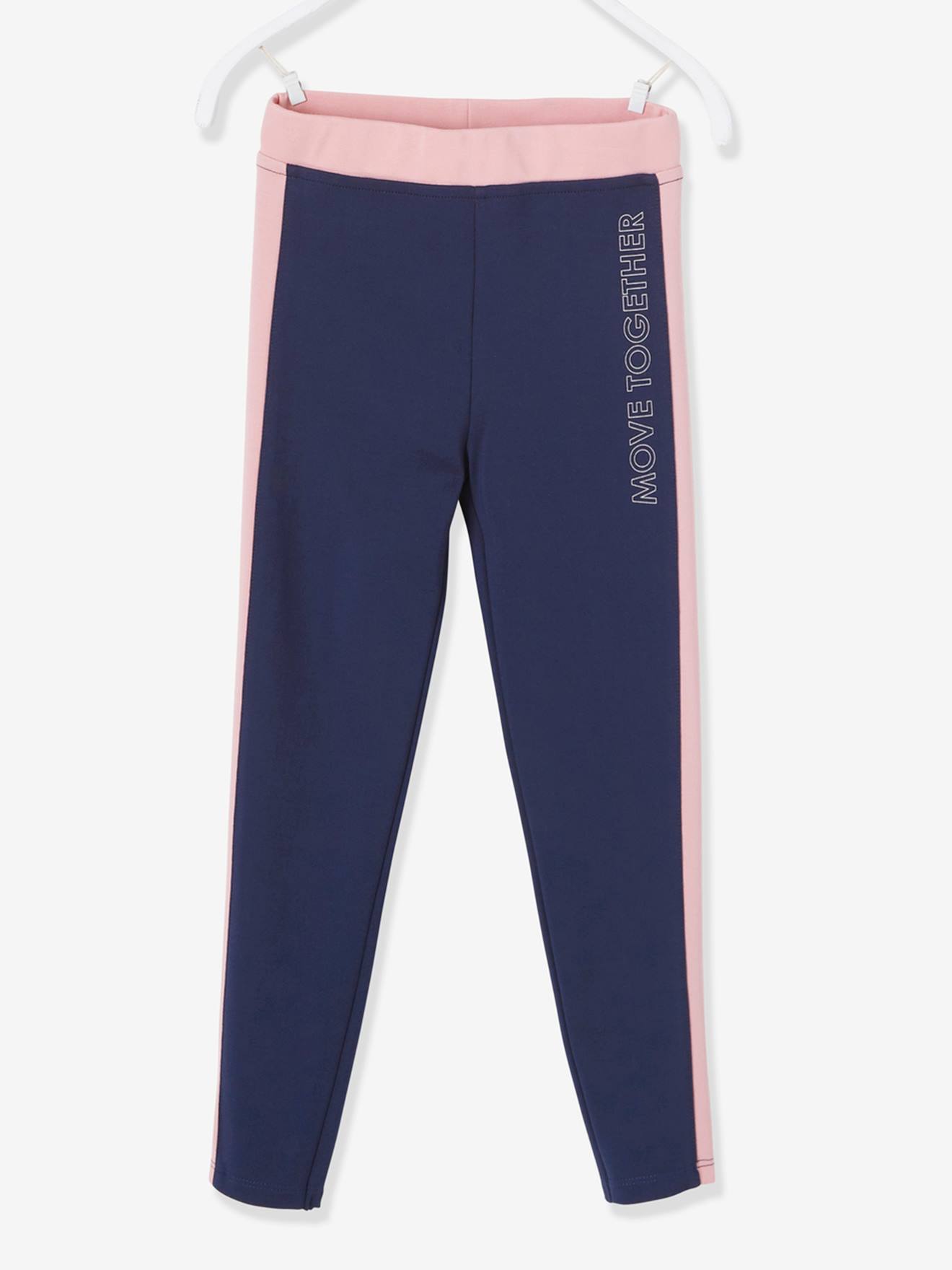 Legging de sport fille bandes côtes gris chiné