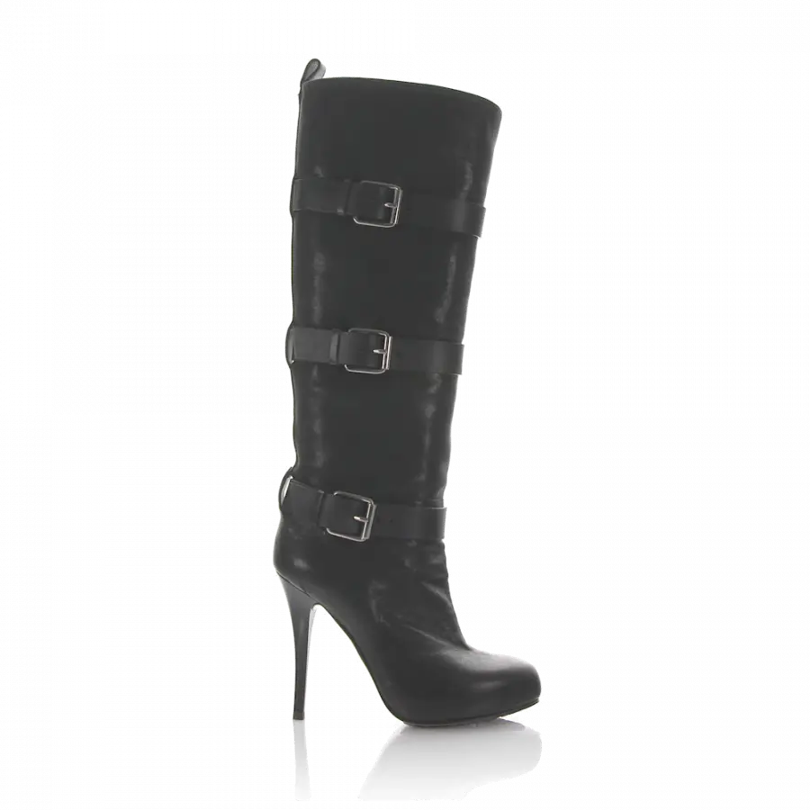 Giuseppe Zanotti - Stiefel Kalbsleder Zierschnalle schwarz - schwarz