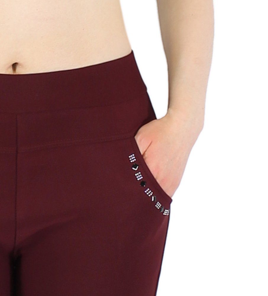 dy_mode Thermohose Damen Thermo Hose gefüttert mit Innen-Fleece & Taschen Winterhose in Unifarbe, mit Innenfutter, mit elastischem Bund