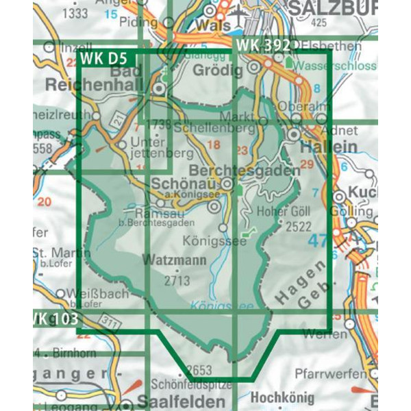 Berchtesgaden, Bad Reichenhall, Königssee 1 : 25 000. WKD 5 - Wanderkarte