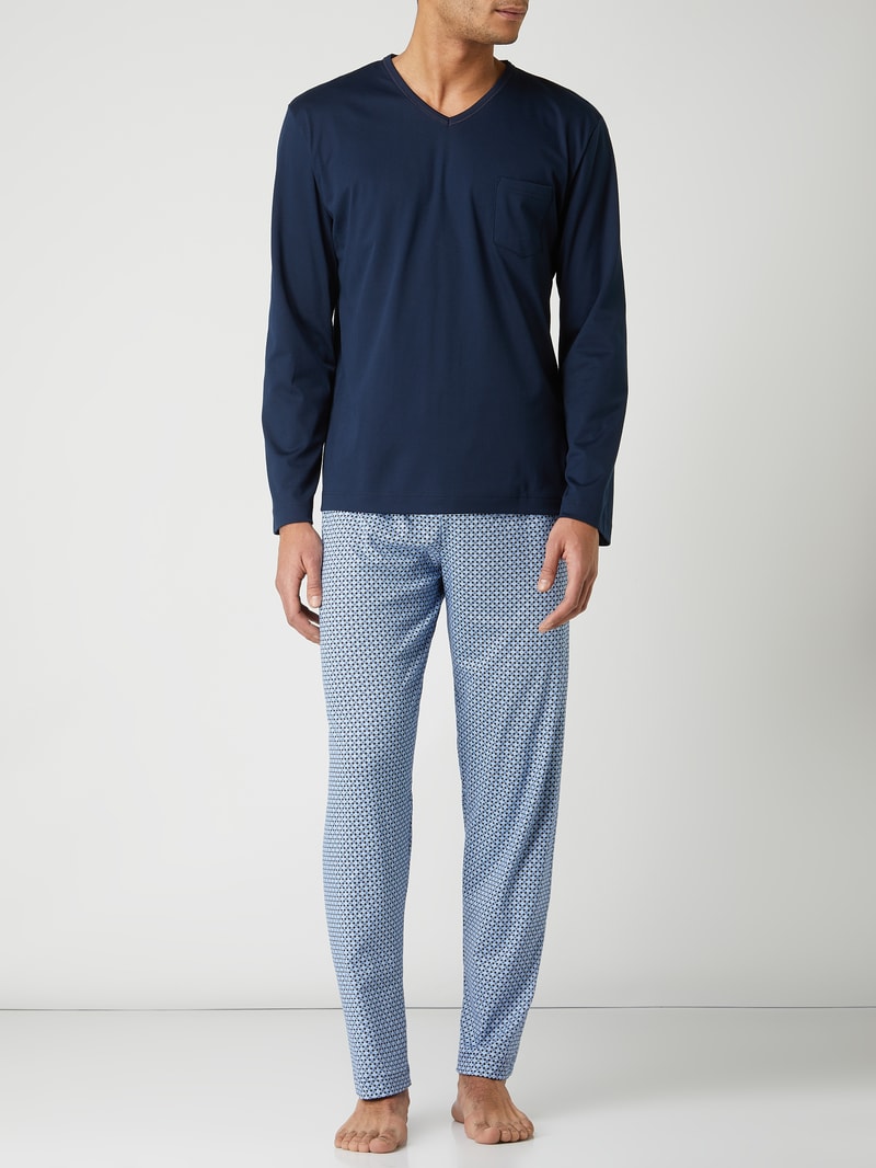 Regular Fit Pyjama aus Baumwolle in dunkelblau
