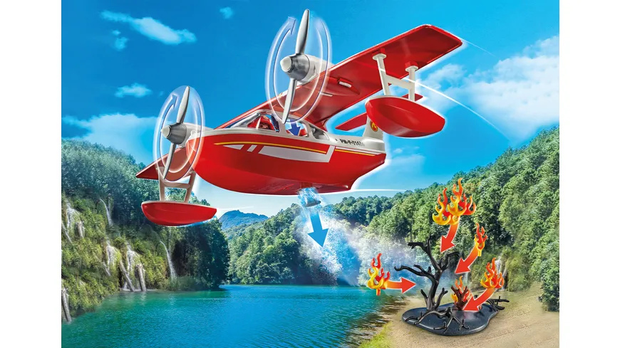 PLAYMOBIL 71463 ACTION HEROES Feuerwehrflugzeug mit Löschfunktion