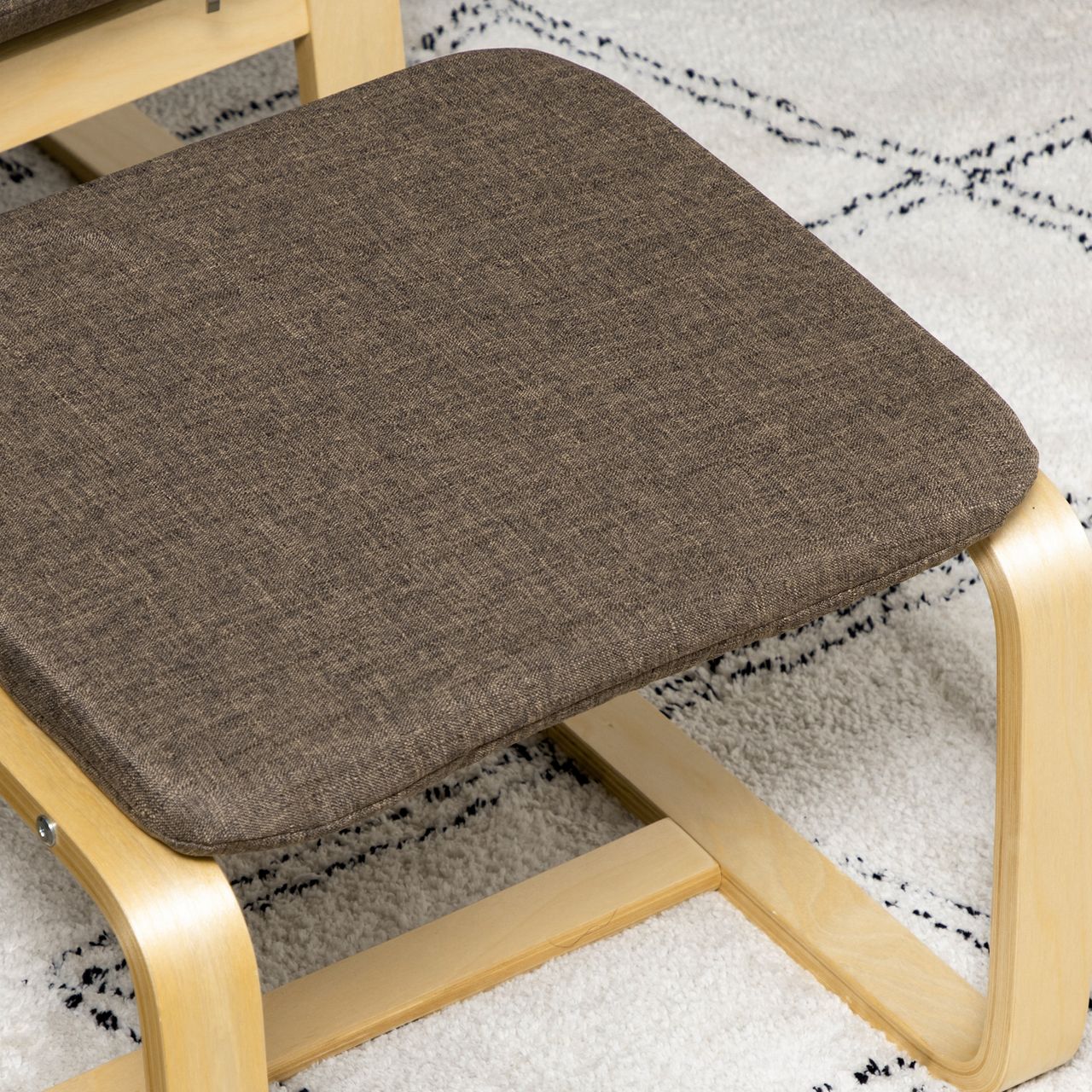 HOMCOM Relaxsessel mit Fußhocker Armlehnensessel Leinenbezug Holzgestell Braun