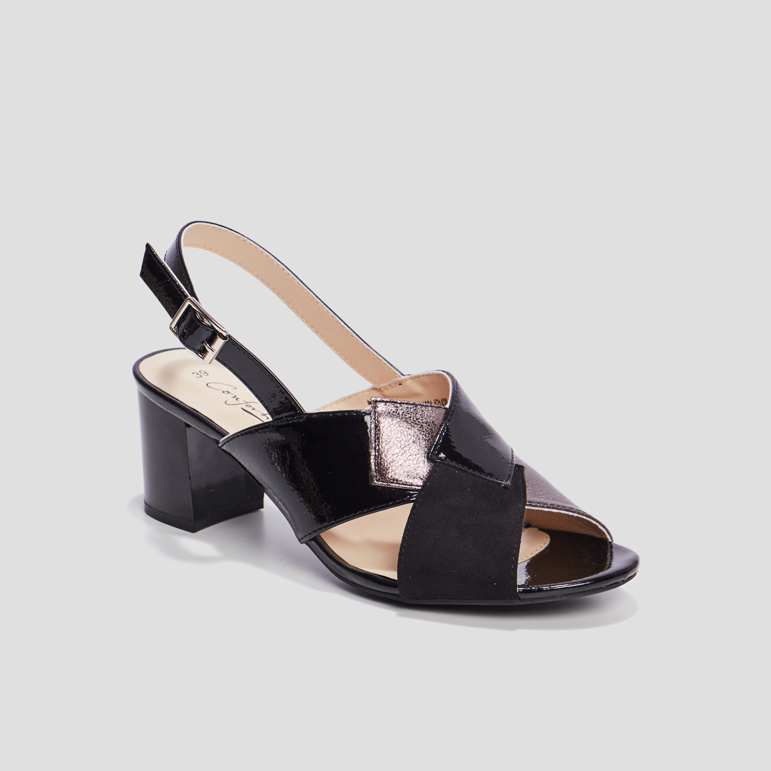 Sandales à talons pied large noir femme | La Halle