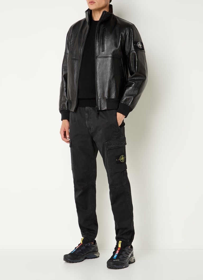 Μπουφάν Bomber από Δέρμα Αρνιού Stone Island BB7BC με τσέπες και φερμουάρ