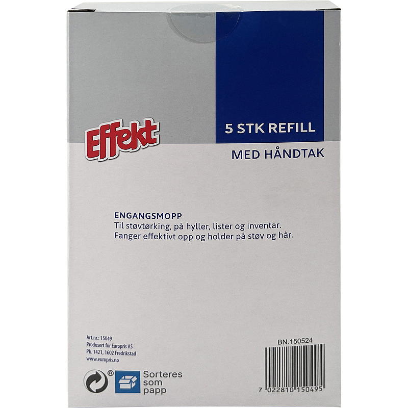 Effekt Støvmopp m/5 stk refill