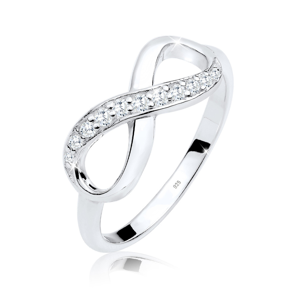Elli Elli Bague Femmes Symbole Infinité Tendance Éternité avec Cristaux de Zirconium e Bague