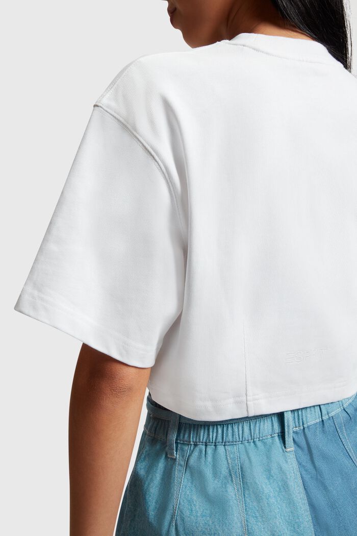 Denim Not Denim Cropped-T-Shirt mit Indigo-Print