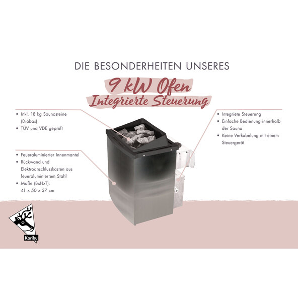 Saunahaus Carla 6, inkl. Ofen, naturbelassen