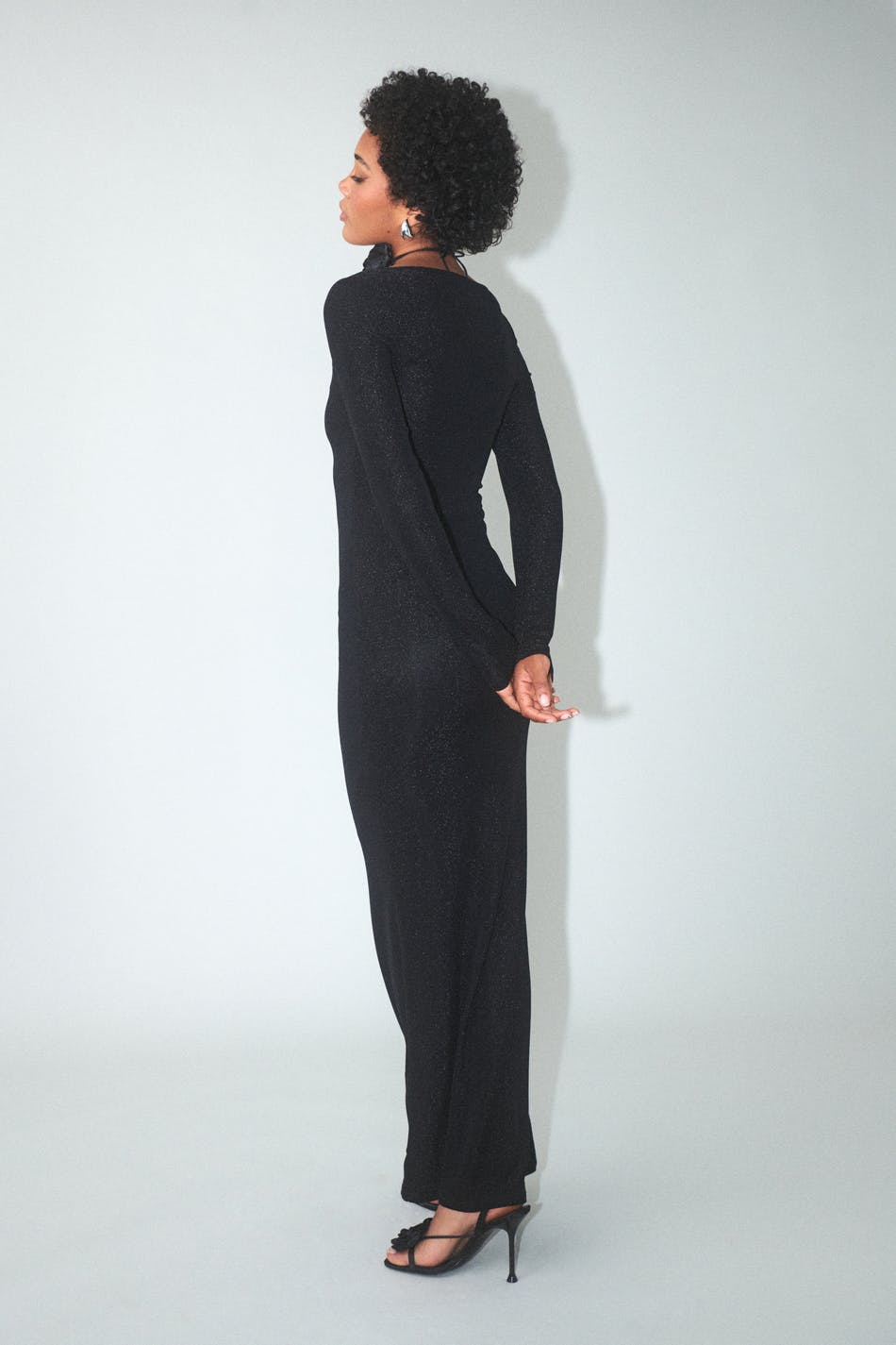 Square neck glitter maxi dress
