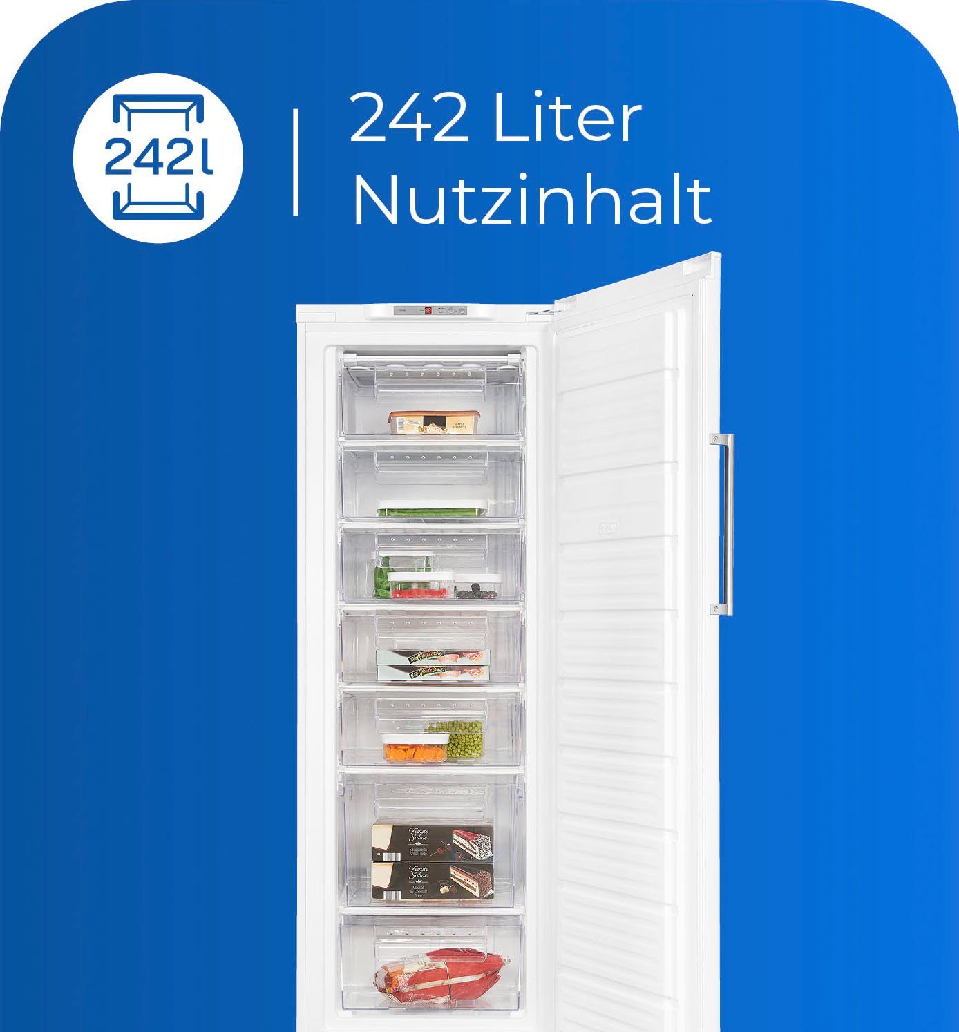 exquisit Gefrierschrank GS280-HE-040D, 171 cm hoch, 60 cm breit